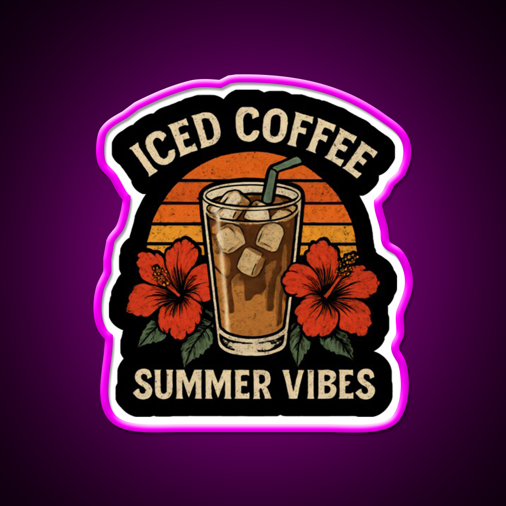 Iced Coffee Summer Vibes Cafe Led Neon Sign Espresso Bar Art Rgb Color