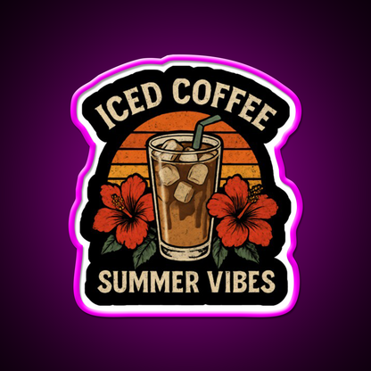 Iced Coffee Summer Vibes Cafe Led Neon Sign Espresso Bar Art Rgb Color