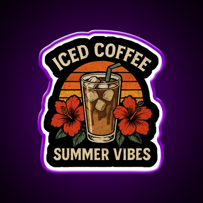 Iced Coffee Summer Vibes Cafe Led Neon Sign Espresso Bar Art Rgb Color