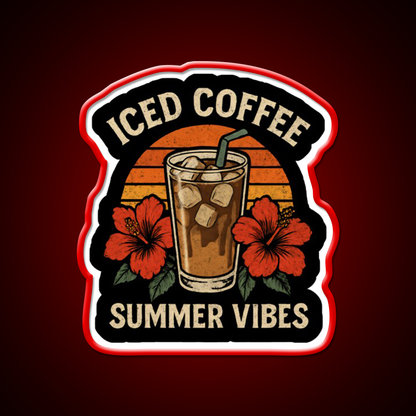 Iced Coffee Summer Vibes Cafe Led Neon Sign Espresso Bar Art Rgb Color