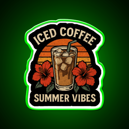 Iced Coffee Summer Vibes Cafe Led Neon Sign Espresso Bar Art Rgb Color - Shineneon