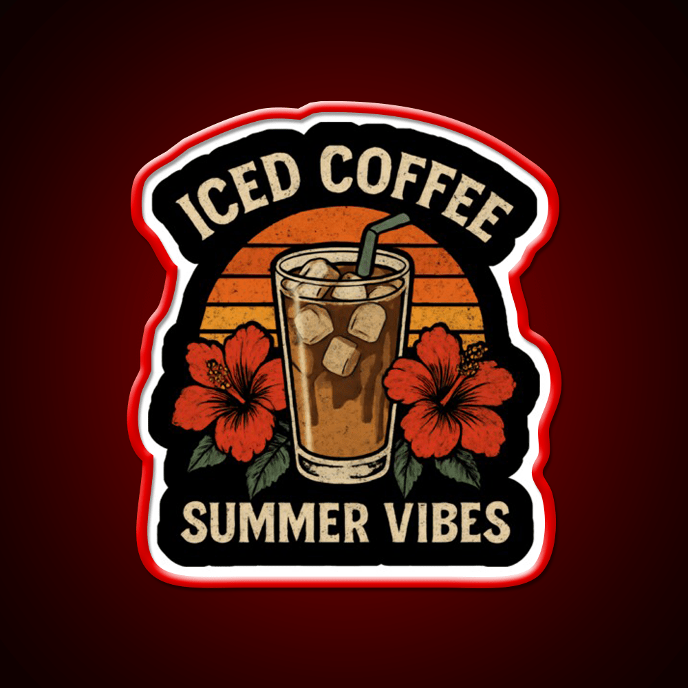 Iced Coffee Summer Vibes Cafe Led Neon Sign Espresso Bar Art Rgb Color - Shineneon