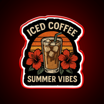 Iced Coffee Summer Vibes Cafe Led Neon Sign Espresso Bar Art Rgb Color - Shineneon