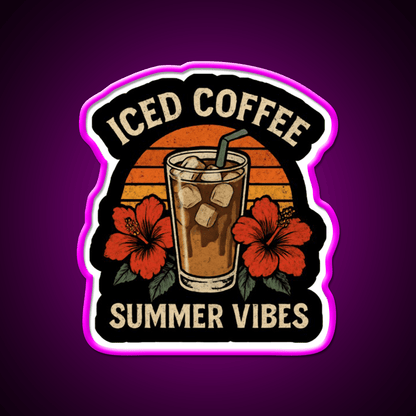 Iced Coffee Summer Vibes Cafe Led Neon Sign Espresso Bar Art Rgb Color - Shineneon