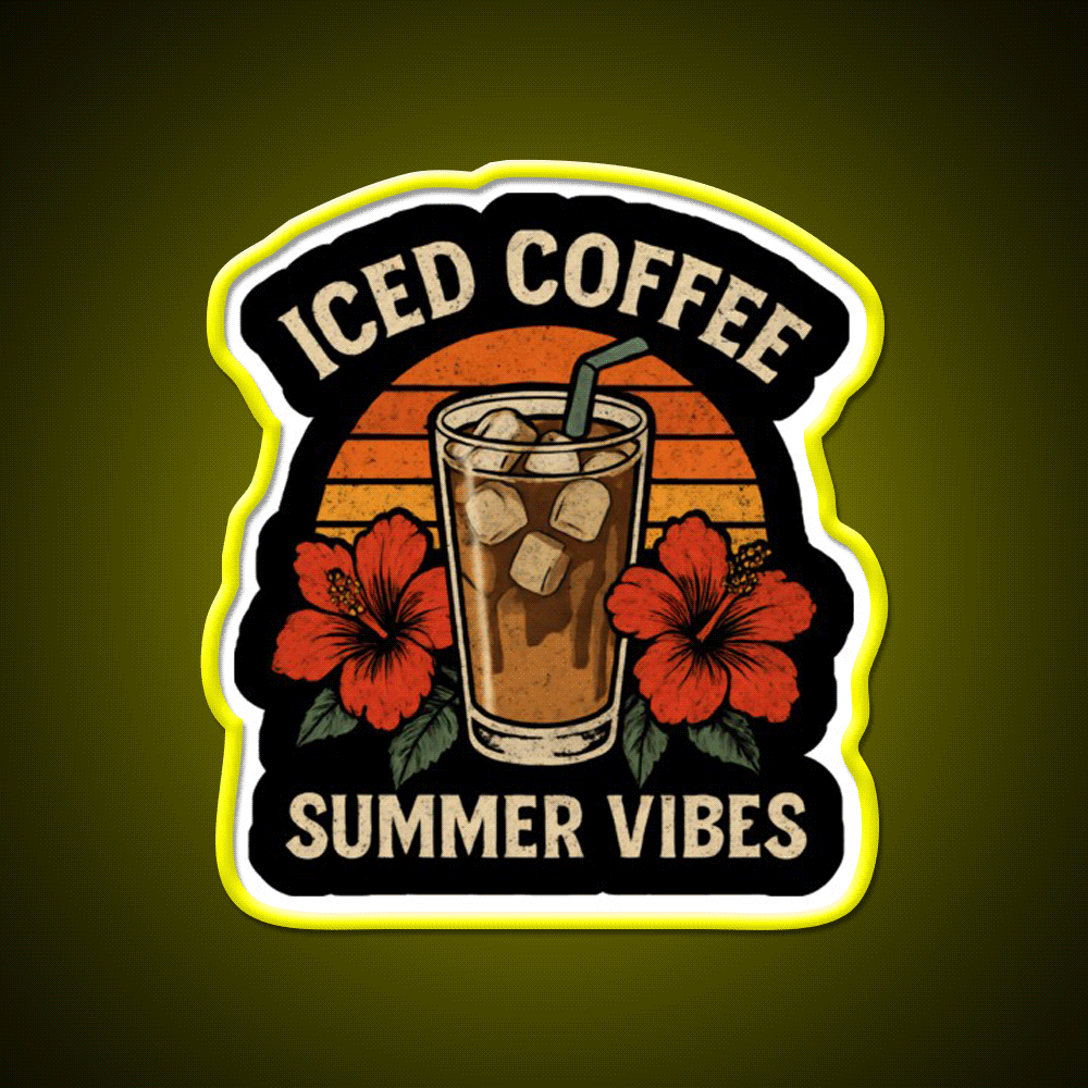 Iced Coffee Summer Vibes Cafe Led Neon Sign Espresso Bar Art Rgb Color