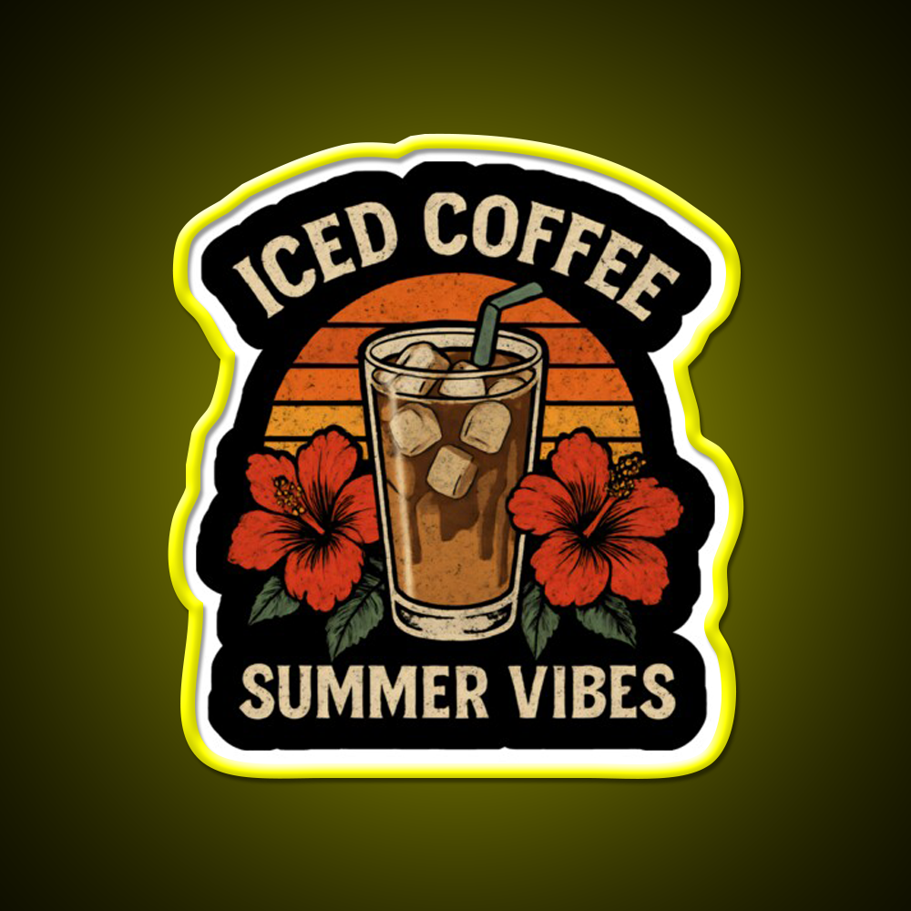 Iced Coffee Summer Vibes Cafe Led Neon Sign Espresso Bar Art Rgb Color