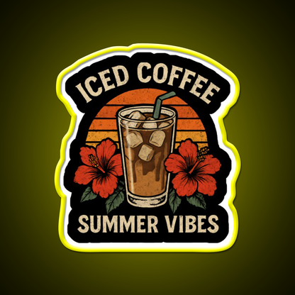Iced Coffee Summer Vibes Cafe Led Neon Sign Espresso Bar Art Rgb Color