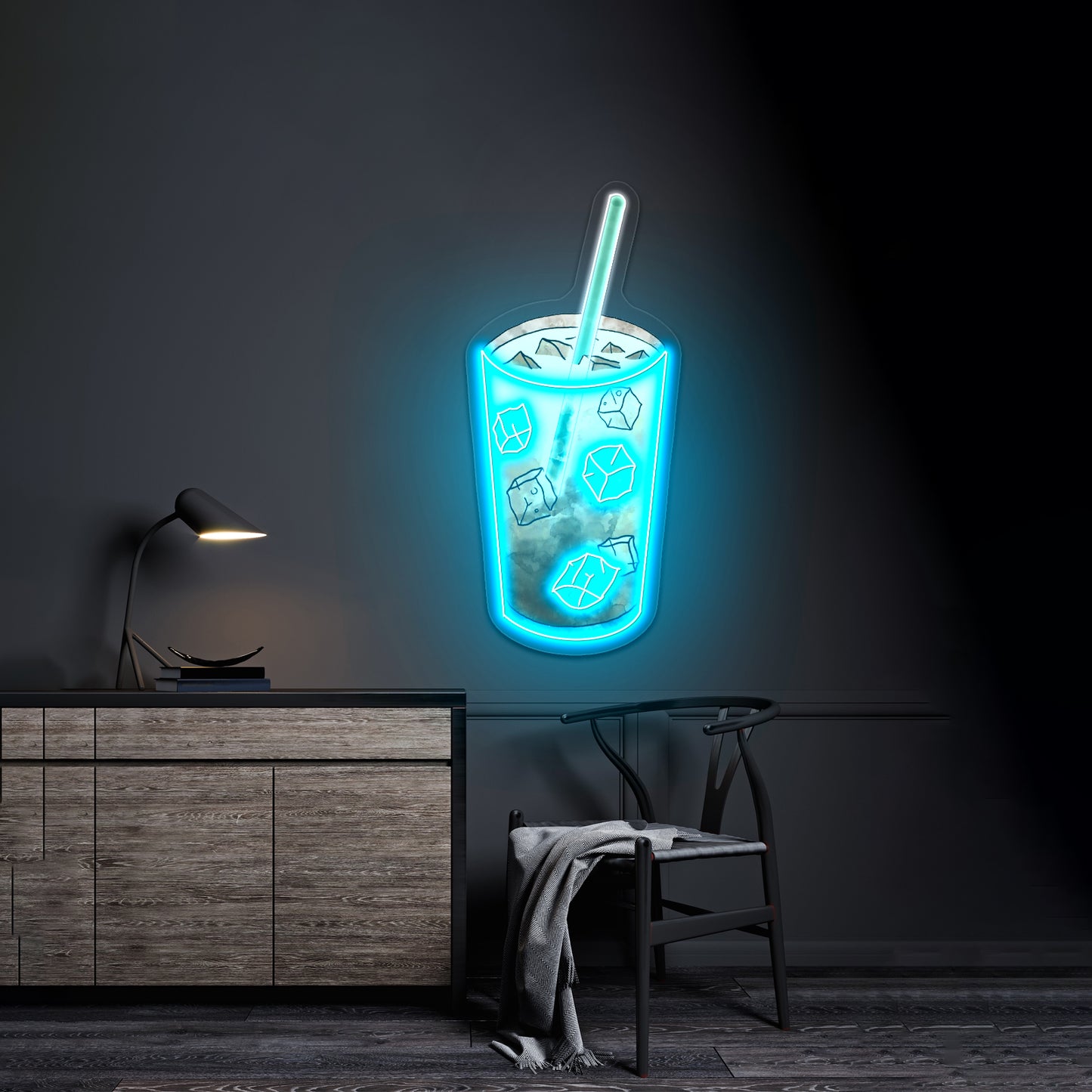 Iced Coffee Watercolor Artwork Led Neon Signs