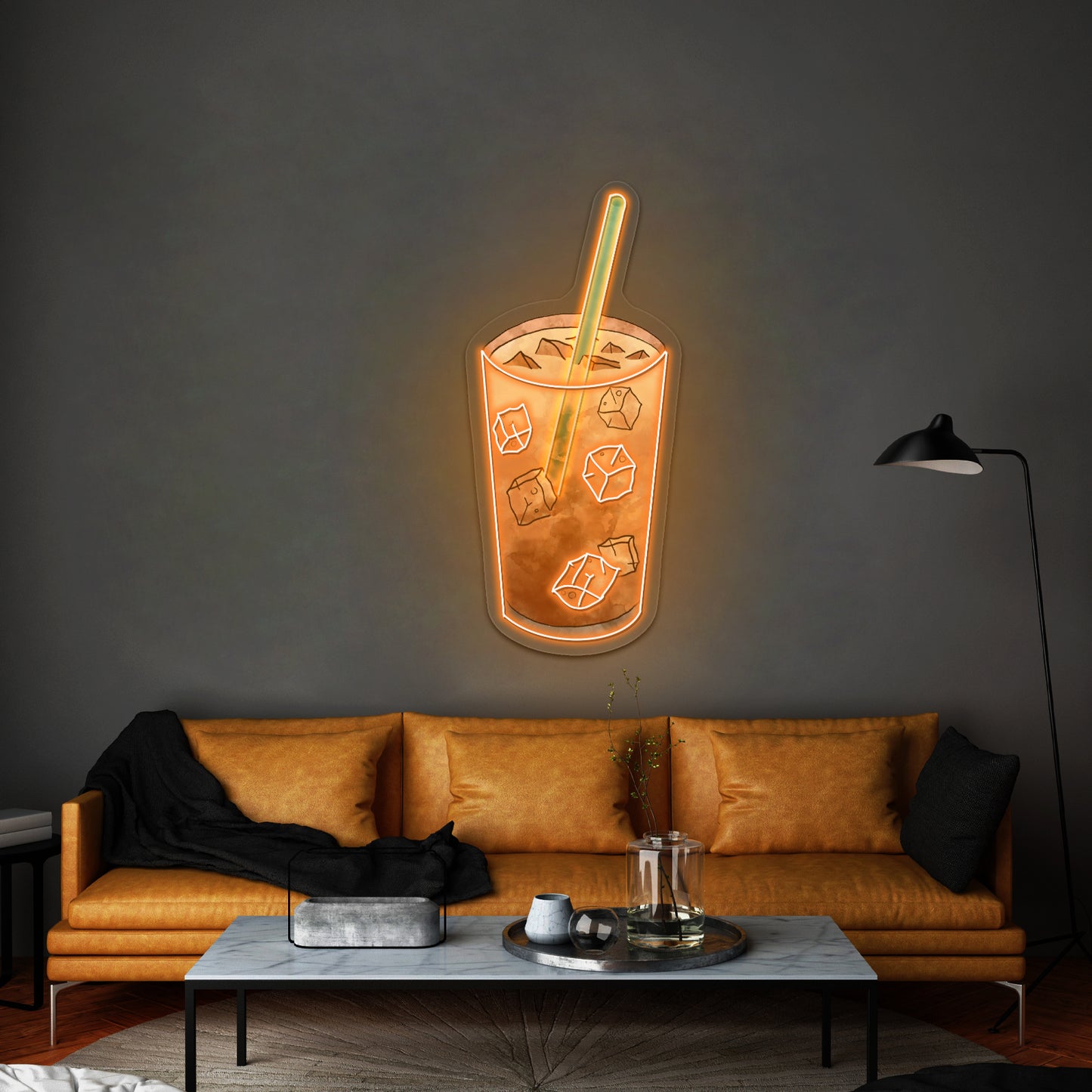 Iced Coffee Watercolor Artwork Led Neon Signs