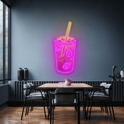 Iced Coffee Watercolor Artwork Led Neon Signs