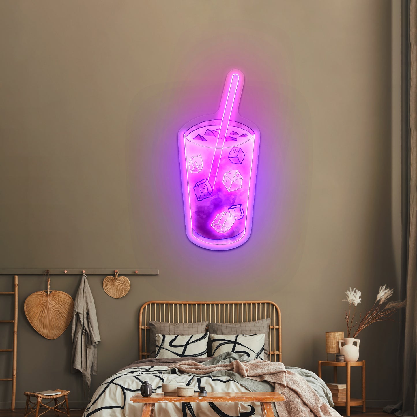 Iced Coffee Watercolor Artwork Led Neon Signs