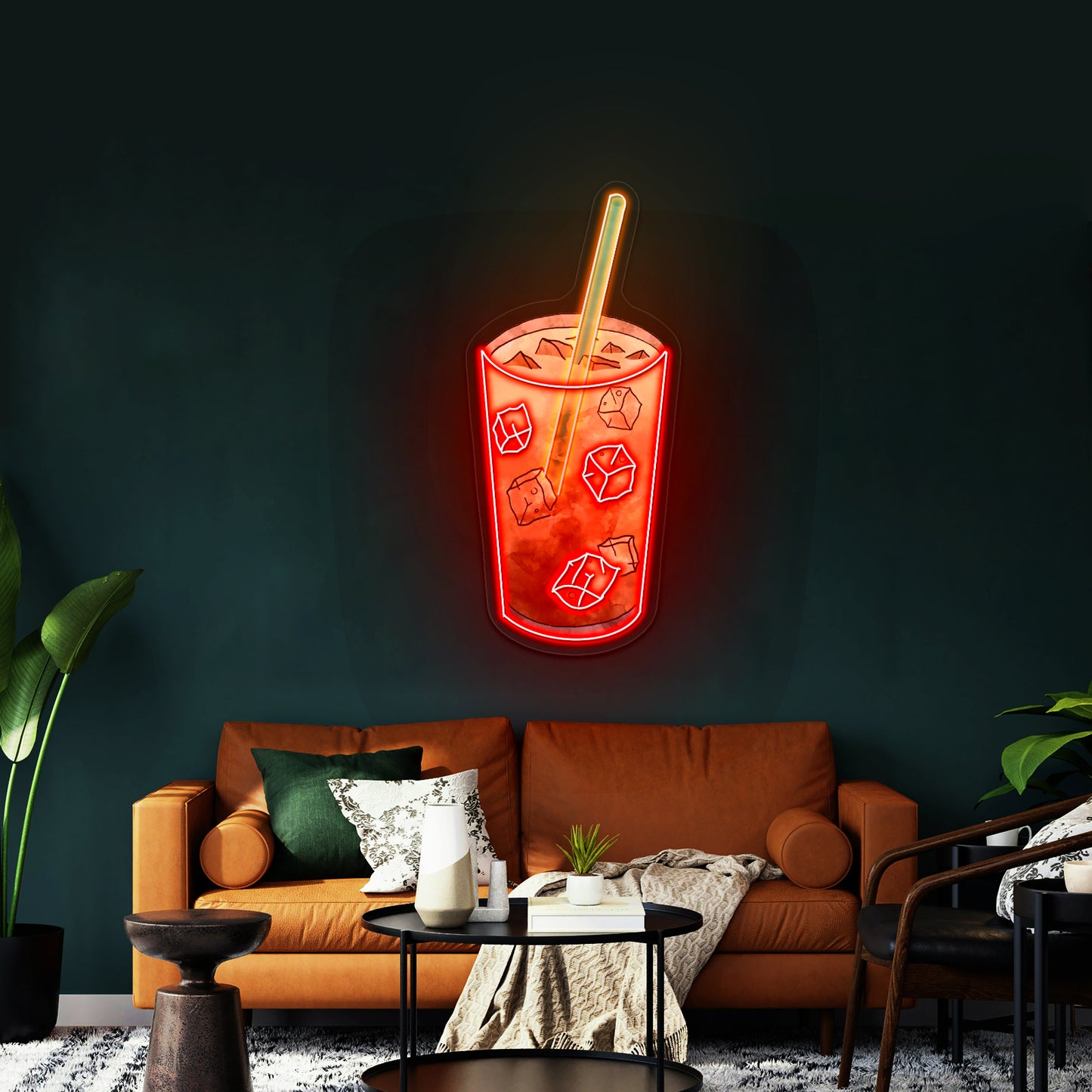 Iced Coffee Watercolor Artwork Led Neon Signs