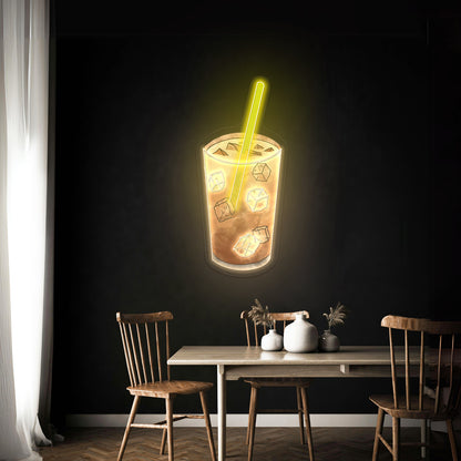 Iced Coffee Watercolor Artwork Led Neon Signs