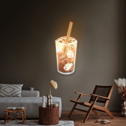 Iced Coffee Watercolor Artwork Led Neon Signs