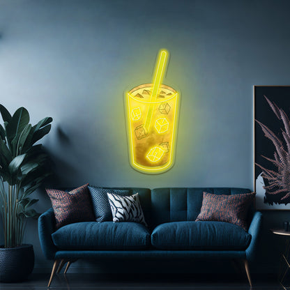 Iced Coffee Watercolor Artwork Led Neon Signs