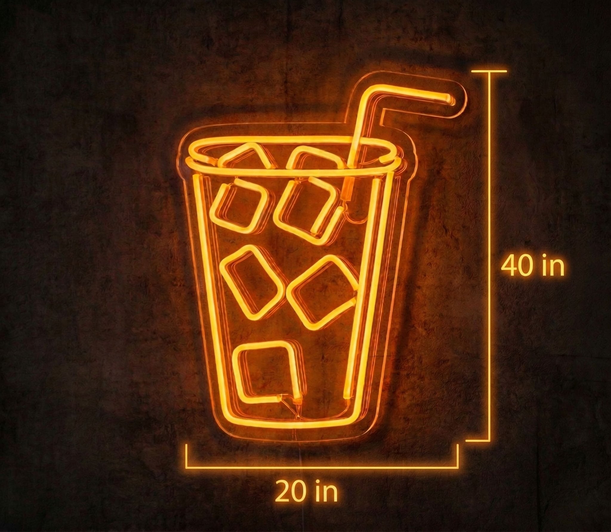 Iced Glass Warm Orange Drink Glow Custom Led Neon Sign - Shineneon