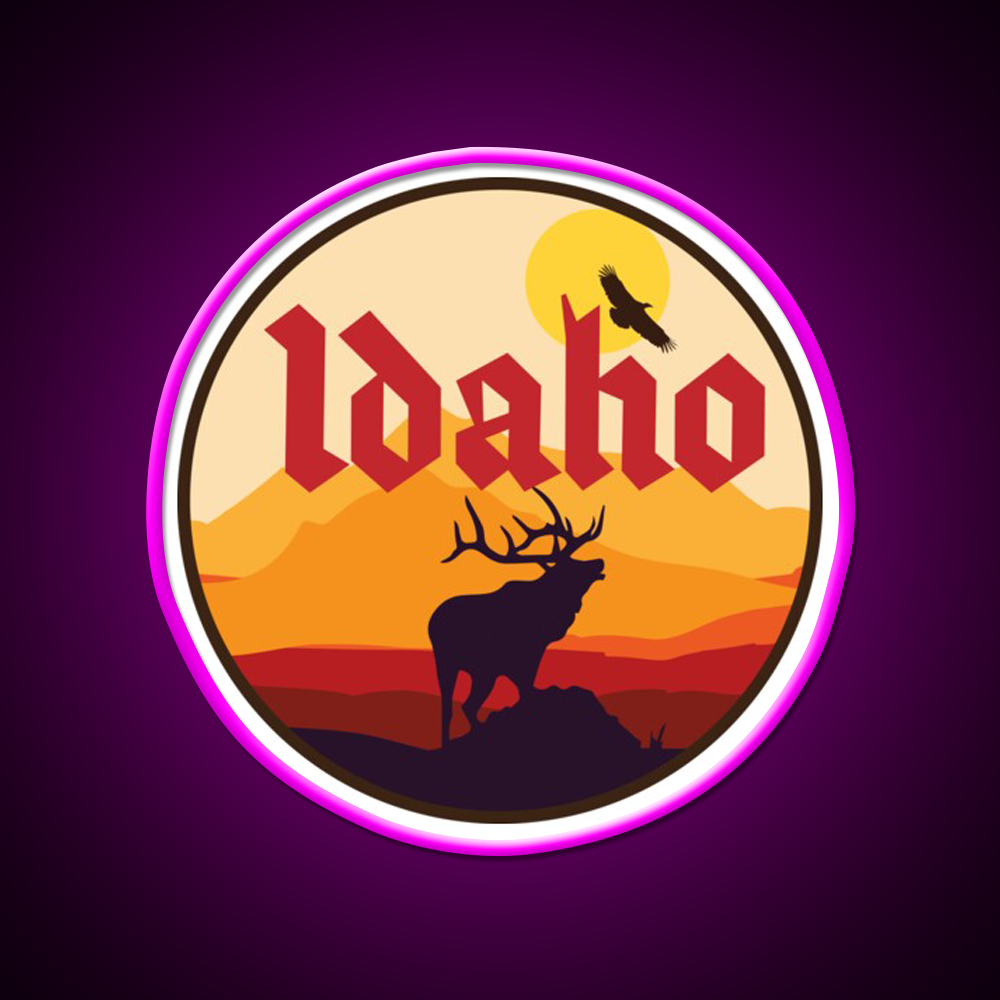 Idaho Elk Beer Bar Decor Led Neon Sign Rgb Color - Neon sign mounted on wall in room