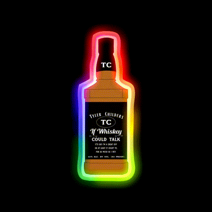 If Whiskey Could Talk Whiskey Drink Bar Led Neon Sign Rgb Color - LED neon sign close-up detail