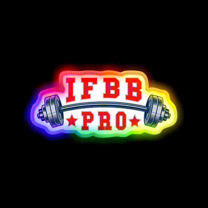 Ifbb Pro Barbell Design Gym Fitness Led Neon Sign By Designs Rgb Color - LED neon sign close-up detail