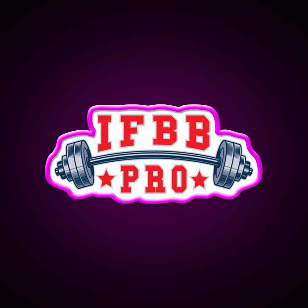 Ifbb Pro Barbell Design Gym Fitness Led Neon Sign By Designs Rgb Color - Neon sign mounted on wall in room