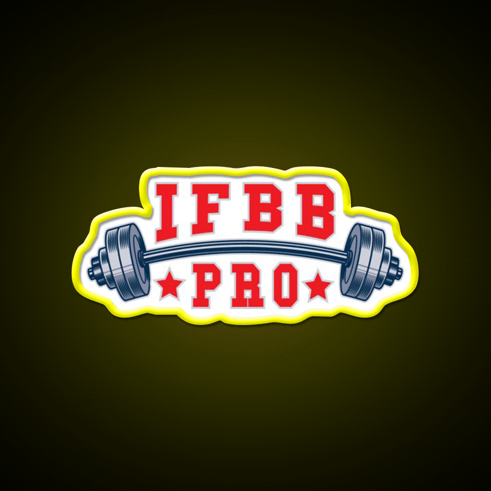 Ifbb Pro Barbell Design Gym Fitness Led Neon Sign By Designs Rgb Color - Custom LED neon sign front view