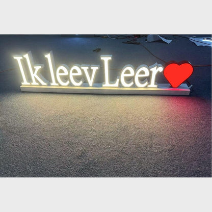 Ik Leev Leer Heart 3D Frontlit Channel Letters Led Light Sign