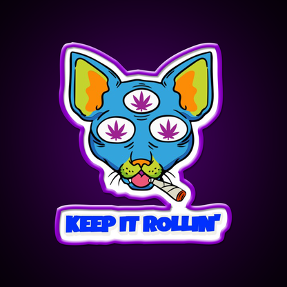 Illuminati Cat Hemp Inspired Green Leaf Led Neon Sign Rgb Color - LED neon sign view 9
