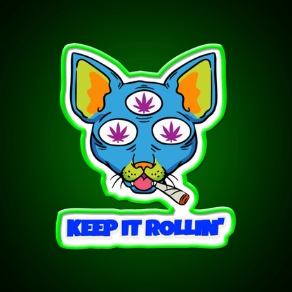 Illuminati Cat Hemp Inspired Green Leaf Led Neon Sign Rgb Color - Shineneon