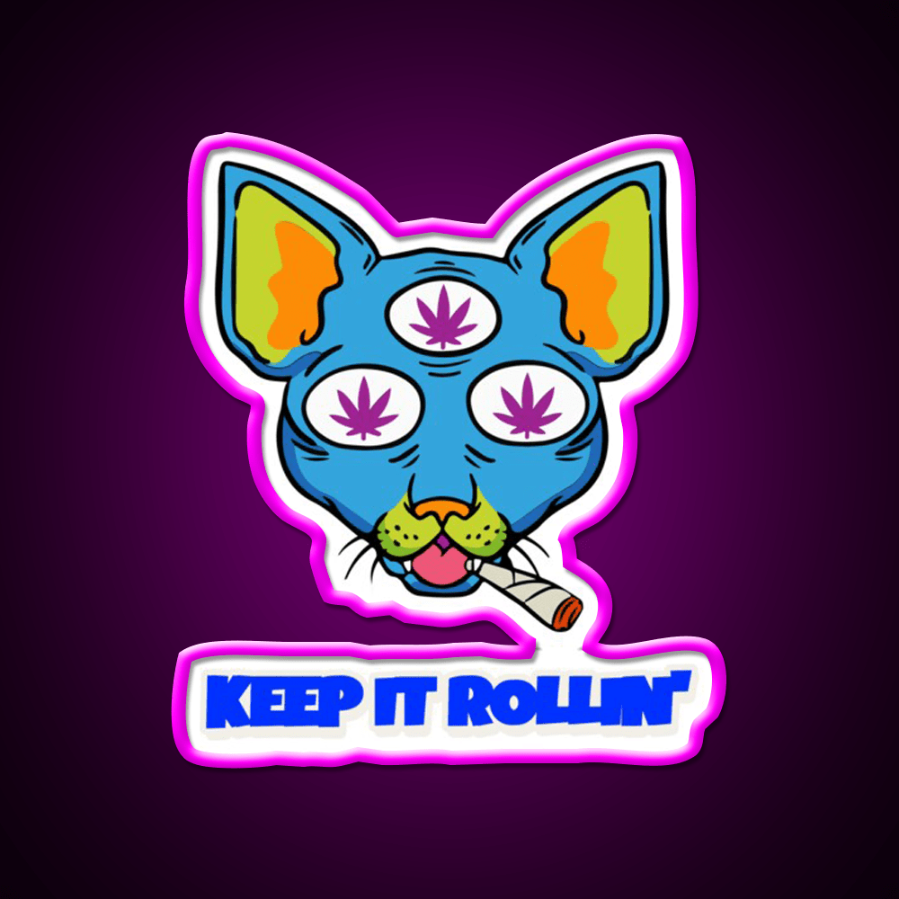 Illuminati Cat Hemp Inspired Green Leaf Led Neon Sign Rgb Color - Shineneon