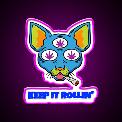 Illuminati Cat Hemp Inspired Green Leaf Led Neon Sign Rgb Color - Shineneon