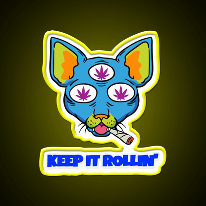 Illuminati Cat Hemp Inspired Green Leaf Led Neon Sign Rgb Color - Shineneon