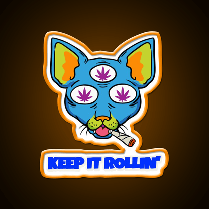 Illuminati Cat Hemp Inspired Green Leaf Led Neon Sign Rgb Color - Shineneon