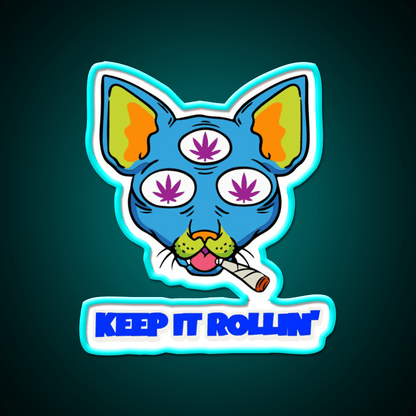 Illuminati Cat Hemp Inspired Green Leaf Led Neon Sign Rgb Color - Shineneon