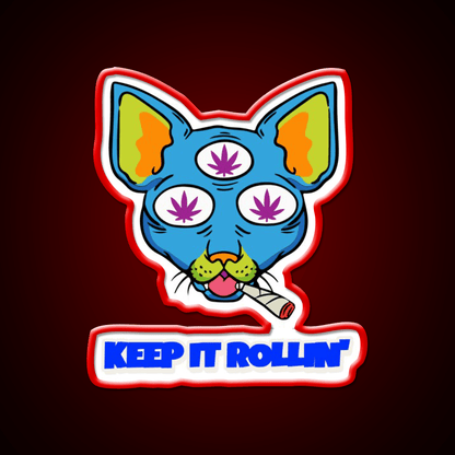 Illuminati Cat Hemp Inspired Green Leaf Led Neon Sign Rgb Color - Shineneon