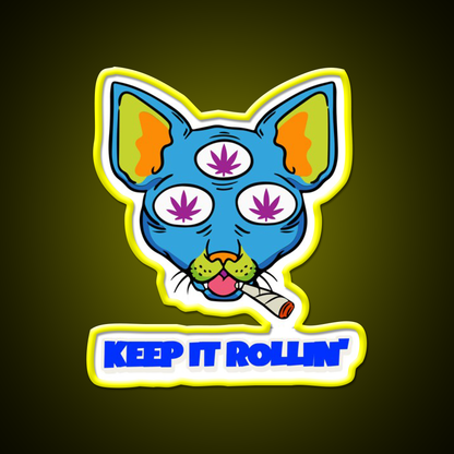 Illuminati Cat Hemp Inspired Green Leaf Led Neon Sign Rgb Color - LED neon sign view 7