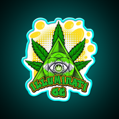 Illuminati Og Weed Strain Package Hemp Inspired Green Leaf Led Neon Sign Rgb Color - Size and dimension reference