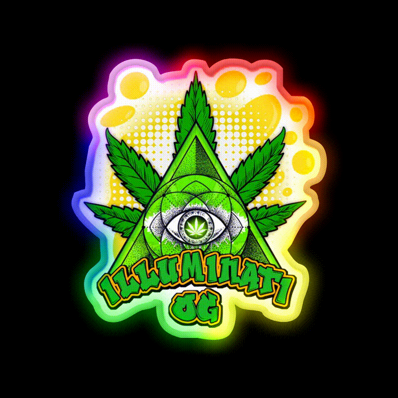 Illuminati Og Weed Strain Package Hemp Inspired Green Leaf Led Neon Sign Rgb Color - LED neon sign close-up detail