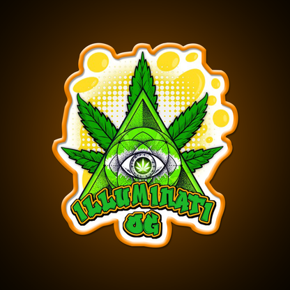 Illuminati Og Weed Strain Package Hemp Inspired Green Leaf Led Neon Sign Rgb Color - LED neon sign view 6