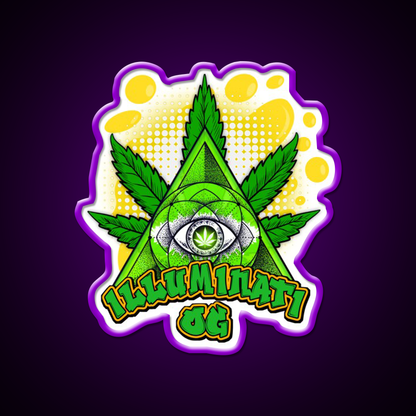 Illuminati Og Weed Strain Package Hemp Inspired Green Leaf Led Neon Sign Rgb Color - LED neon sign view 9
