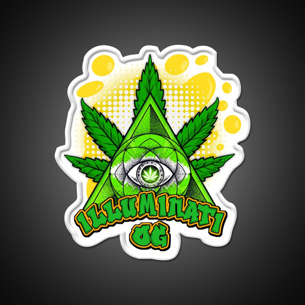 Illuminati Og Weed Strain Package Hemp Inspired Green Leaf Led Neon Sign Rgb Color - Shineneon