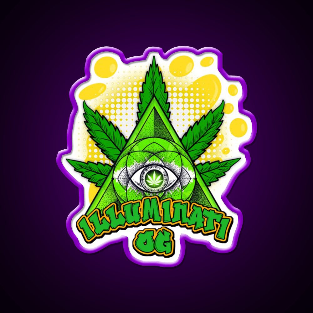 Illuminati Og Weed Strain Package Hemp Inspired Green Leaf Led Neon Sign Rgb Color - Shineneon