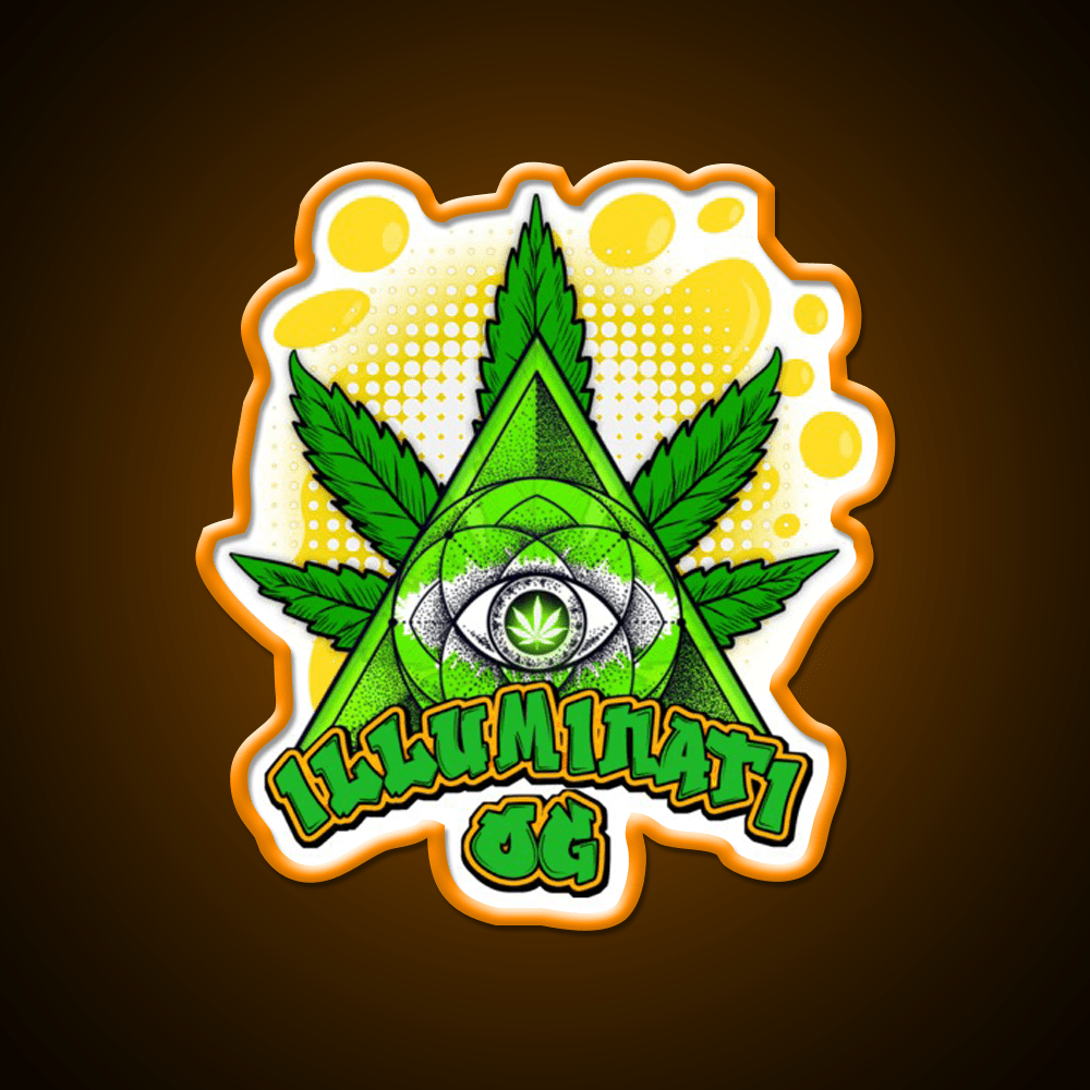 Illuminati Og Weed Strain Package Hemp Inspired Green Leaf Led Neon Sign Rgb Color - Shineneon