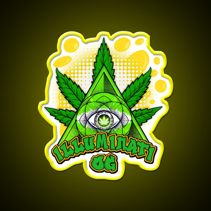 Illuminati Og Weed Strain Package Hemp Inspired Green Leaf Led Neon Sign Rgb Color - LED neon sign view 7