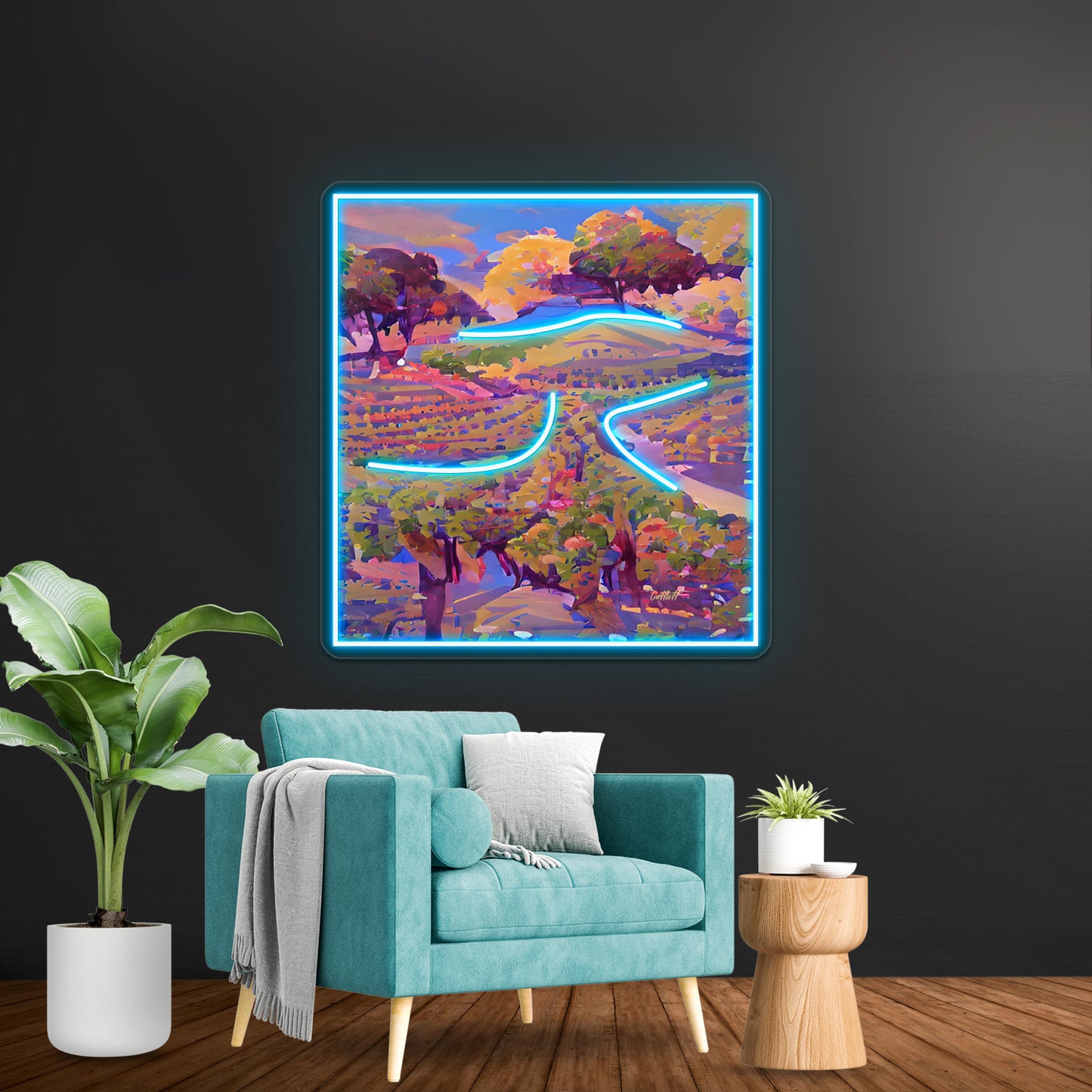 Illustration Grape Wine Country Abstract Art Wall Artwork Neon Signs