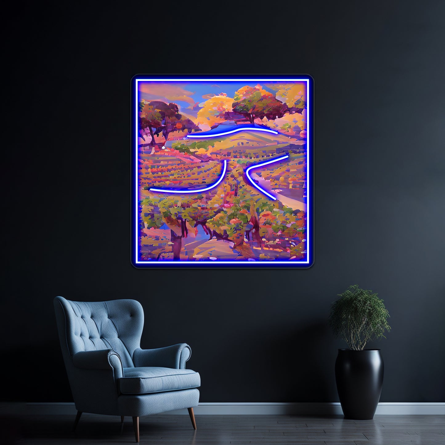 Illustration Grape Wine Country Abstract Art Wall Artwork Neon Signs