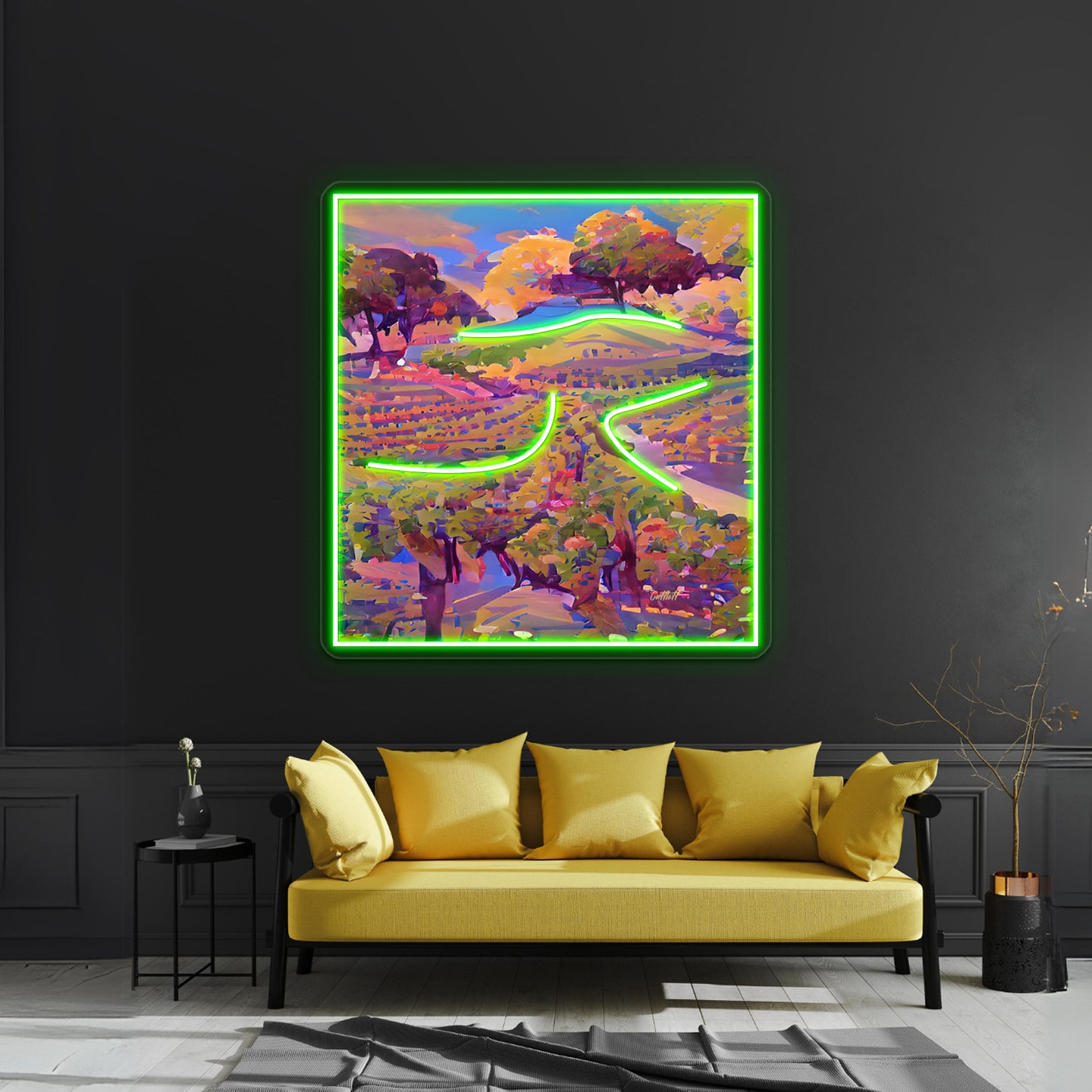 Illustration Grape Wine Country Abstract Art Wall Artwork Neon Signs