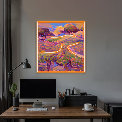 Illustration Grape Wine Country Abstract Art Wall Artwork Neon Signs