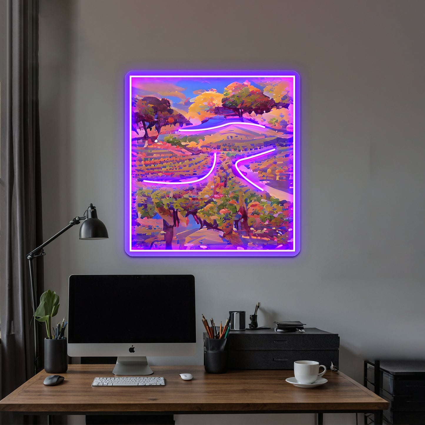 Illustration Grape Wine Country Abstract Art Wall Artwork Neon Signs