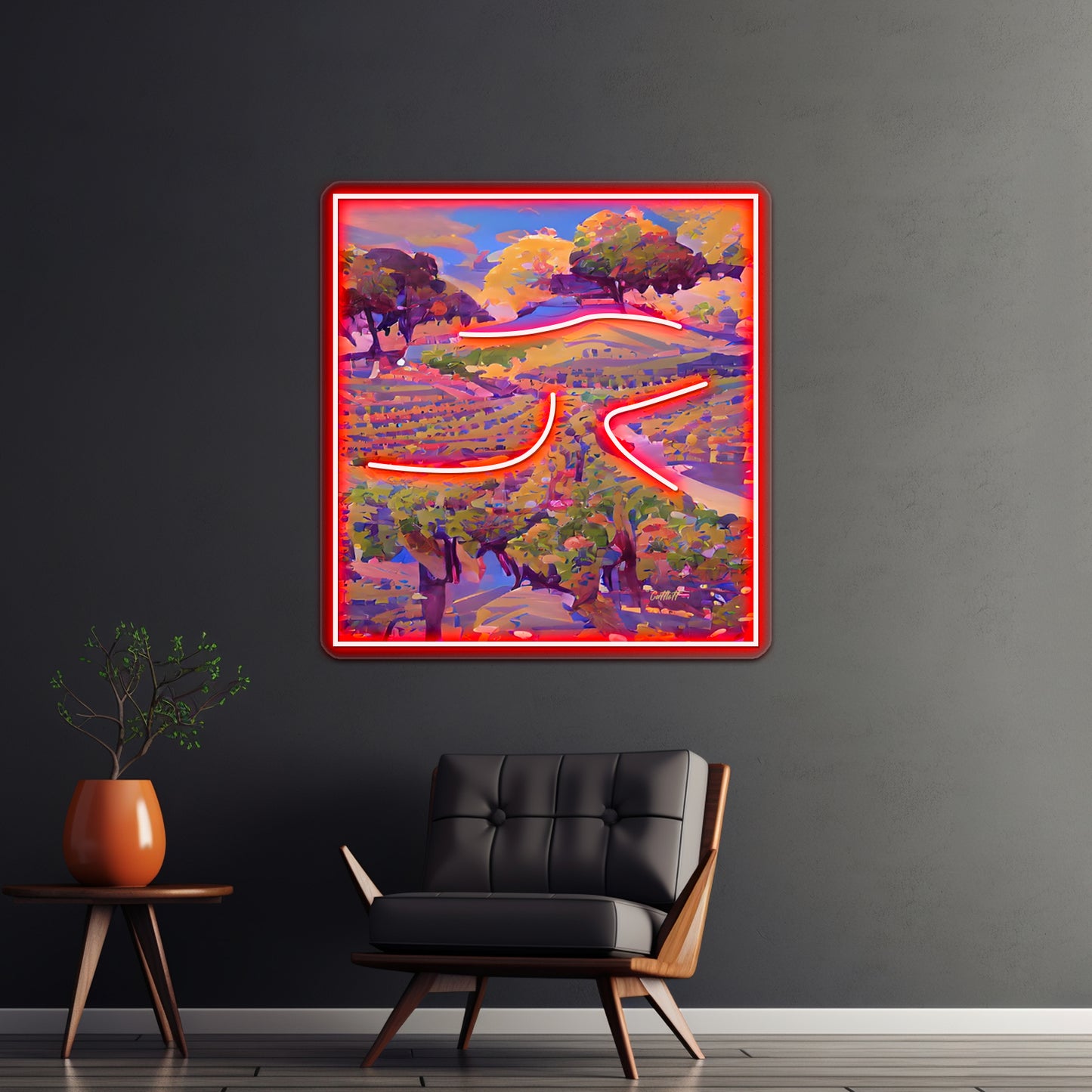 Illustration Grape Wine Country Abstract Art Wall Artwork Neon Signs