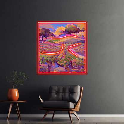 Illustration Grape Wine Country Abstract Art Wall Artwork Neon Signs